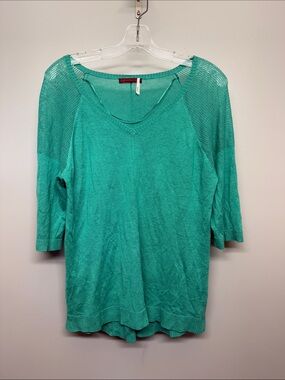 Anthropologie Left On Houston Teal Knit Oversized Pullover Blouse